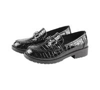 TMA EYES Black Leather Loafers for Women - Comfortable Low Heel (3cm) Office Shoes - Breathable Slip-On Work Shoes - Classic Casual & Business Footwear