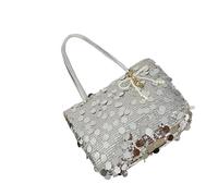 Tmboryuu Große Kapazität, glitzernde Pailletten Tragetasche, trendige Umhängetaschen, Handtasche mit Magnetverschluss zum Einkaufen, Strand, Pailletten Tragetasche für Damen