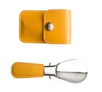 Tmboryuu Tragbarer, zusammenklappbarer Schuhlöffel aus Metall mit weichem, kompaktes Werkzeug für Büro, Aufbewahrungskoffer für Erwachsene, tragbarer, faltbarer Schuhlöffel aus Edelstahl