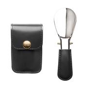 Tmboryuu Tragbarer, zusammenklappbarer Schuhlöffel aus Metall mit weichem, kompaktes Werkzeug für Büro, Aufbewahrungskoffer für Erwachsene, tragbarer, faltbarer Schuhlöffel aus Edelstahl