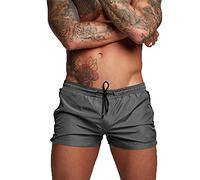 TMEOG Badehose für Herren Schnelltrocknend Badeshorts Kurz Herren Badehose Männer Schwimmhose Boxer Kurze Hose Schwimmshorts mit Reissverschluss(Grau, L)