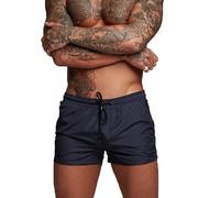 TMEOG Badehose für Herren Schnelltrocknend Badeshorts Kurz Herren Badehose Männer Schwimmhose Boxer Kurze Hose Schwimmshorts mit Reissverschluss(DunkelBlau, S)