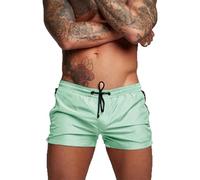 TMEOG Badehose für Herren Schnelltrocknend Badeshorts Kurz Herren Badehose Männer Schwimmhose Boxer Kurze Hose Schwimmshorts mit Reissverschluss(Türkis, L)