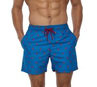 TMEOG Badehose Herren Badeshorts Männer Bademode Schwimmhose Lang Schnelltrocknend Swimming Surf Shorts Men Schwimmshort Swim Trunks Strandhose Sporthose Kurz mit Taschen(Krabbe,M)