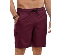 TMEOG Badehose Herren Lang mit Reißverschluss & Innenhose - Schwimmhose & Badeshorts aus Stretch, Schnelltrocknend（Burgunderrot,L）