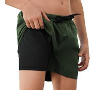 TMEOG Badehose Jungen Ohne Netz mit Innenhose - Kompressions Schwimmshorts mit Kordelzug & Tasche(Grün,14-16 Jahre)