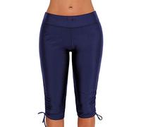 TMEOG Damen Badeanzug Shorts Sport Schnelltrocknende Boardshorts Badehose mit hoher Taille Einfarbig S-XXL