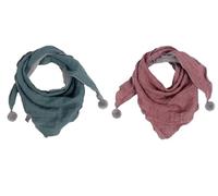 TMTGTS Dreieckstuch 2 Stück 72×48cm Kinder Baumwolltuch Schal Niedlich lässig Dreieckstuch Halstuch mit Haarball Weich Kinder Musselin Kopftuch Loop Halstücher Perfekt für Sommer Herbst Winter(1#+2#)