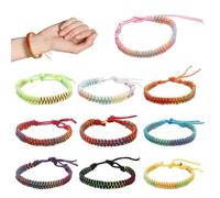 TMZELOA 10 Stück Bunte Freundschaftsarmbänder Kinder, Handgefertigt Stoff Wickelarmband Armbänder Gewebte Set Verstellbar Geflochten Freundschaftsbänder, Geschenk Armband für Mädchen Jungen Damen