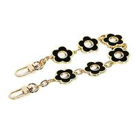 TNBCCXN Handtaschenkette Designer-Eleganter Blumen-Geldbörsen-Kettenriemen, Gold-Metall-Handtaschengriff-Charms, Taschen-Ersatz-Hardware-Zubehör for Damen(Black,90CM)
