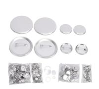 Tnfeeon Blanko-Metallknopf-Abzeichen-Set, Knopfteile aus Aluminiumlegierung, 200 Sets, 5,8 Cm, 3,2 Cm, mit Folien und Rückplatten, DIY-Knopfherstellungszubehör für Schulclubs, Bastelanwender