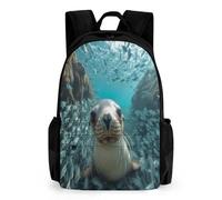 TNFHSOFT Süße Robbe Rucksack Schultasche Rucksack Für Mädchen Jungen Rucksäcke Große Kapazität Kinderrucksack Leichte Schultaschen Für Kinder Studenten 42x30.5cm