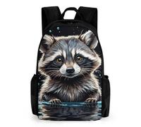 TNFHSOFT Waschbär Kinderrucksäcke Waschbär Schulrucksack Für Kinder Reiserucksäcke Büchertaschen Jungen Mädchen Schultasche 42x30.5cm