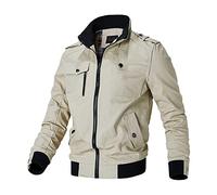 TnmZi Casual Jacke Herren Frühling Zip Jacke Herren Draussen Bergsteigen Winddichte Jacke Männer Dünn Sportjacke Herren Lose Übergangsjacke Herren A-Khaki1 XL