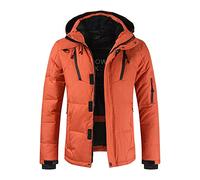 TnmZi Daunenjacke Herren Einfarbig Mit Kapuze Casual Winterjacke Herren Slim Fit Verdicken Warm Winddichte Jacke Männer Reißverschluss Mehrere Taschen Skifahren Kälte Jacke Herren E-Orange XXL