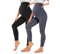 TNNZEET Umstandsleggings Damen Umstandsmode Blickdicht Schwangerschaft Leggings Umstandshose Lang für Yoga(Schwarz/Dunkelgrau,L)