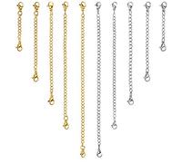 TOAOB 10 Stück Kettenverlängerung Silber und Gold Edelstahl Halskette Extender 5cm 7.5cm 10cm 12.5cm 15cm Breit 3mm Verlänger Halskette Armband Verlängerungskette für Schmuckherstellung