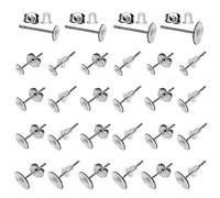 TOAOB 300 Stück Silberton Rostfreier Stahl Ohrstecker Rohling 4mm 5mm 6mm 8mm mit Plastik und Edelstahl Ohrring Stopper Set für Schmuckherstellung