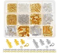 Toaob 498 Stück Bandenden Metall 10 mm 16 mm 20 mm mit Sprungringen Verlängerungsketten Karabinerverschluss Silber Gold für Schmuckherstellung Reparatur Armband Halskette