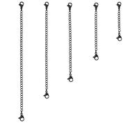 TOAOB 5 Stück Edelstahl Halskette Extender Armband Verlängerung Kette Schwarz 5 cm 7.5 cm 10 cm 12.5 cm 15 cm Breit 3 mm für Halskette Armband Schmuckherstellung