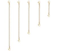 TOAOB 5 Stück Kettenverlängerung Golden Edelstahl Halskette Extender 5cm 7.5cm 10cm 12.5cm 15cm Breit 3mm Verlänger Halskette Armband Verlängerungskette für Schmuckherstellung