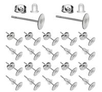 TOAOB 500 Stück Ohrstecker Rohlinge Edelstahl 5 mm Ohrstecker Stecker Flach Pad Ohrring mit Butterfly Verschluss und 4.5 x 6 mm Transparentem Kunststoff Ohrring Stopper Set für DIY Schmuckherstellung