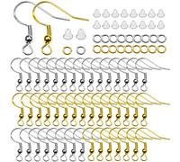 TOAOB 600 Stück Ohrring Haken 925 Ohrringe Selber Machen Set Hypoallergene Silber und Gold mit Gummi Ohrstopper und Biegeringe Spule für Schmuck Ohrringe Basteln Zubehör Ohrhänger Schmuckherstellung