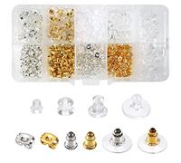 TOAOB 600 Stück Ohrring Verschlüsse 10 Stile Sichere Ohrring Rücken Stopper Metall Kunststoff Gummi Ohrstopper Schmetterlinge Runde Form Sicherheit Verschlüsse für Haken Ohrringe Ohrstecker