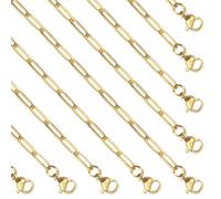 TOAOB Edelstahl Halskette Golden 10 Stück Gliederkette Chain 45 cm Kette 3 mm Bordsteinketten mit Karabinerverschluss für Schmuckherstellung Handwerk Anhänger Armband