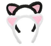 TOBBOMEY 2 Stück Fluffy Katzenohren Haarbänder Kuschelige Tierohren Stirnbänder aus Bequem und Stylisch für Make Up Gesichtsreinigung und Alltag Erwachsene Fun Headbands