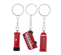 TOBBOMEY 3 Stück Teiliges London Souvenir Schlüsselanhänger mit Britischem Bus Telefonzelle und Briefkasten Detailreiche Miniatur Schlüsselringe für Reiseliebhaber und Sammler Geschenkidee