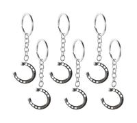 TOBBOMEY 6 Stück Metall Hufeisen Schlüsselanhänger Silber Western Stil Glücksbringer Anhänger für Auto Tasche Rucksack Pferdefreunde Souvenir Geschenk