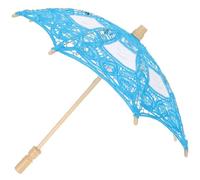 TOBBOMEY Kleiner Spitzen Sonnenschirm mit Holzgriff für Blumenmädchen Hochzeit Foto Requisite Vintage Regenschirm für Mädchen Party Dekoration