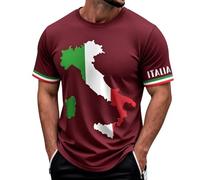 Tobysper Herren Grafik Tshirt Italien Festliches Kurzarmhemd Mit Flaggenprint Geschäftlich Schlank Businessshirt Golf Slim Fit Freizeitshirt Regular