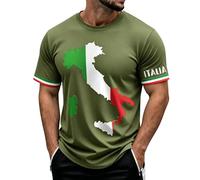 Tobysper Herren Grafik Tshirt Italien Festliches Kurzarmhemd Mit Flaggenprint Geschäftlich Schlank Businessshirt Golf Slim Fit Freizeitshirt Regular