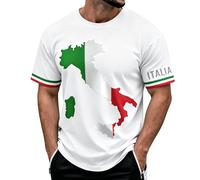 Tobysper Herren Grafik Tshirt Italien Festliches Kurzarmhemd Mit Flaggenprint Geschäftlich Schlank Businessshirt Golf Slim Fit Freizeitshirt Regular