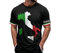 Tobysper Herren Grafik Tshirt Italien Festliches Kurzarmhemd Mit Flaggenprint Geschäftlich Schlank Businessshirt Golf Slim Fit Freizeitshirt Regular