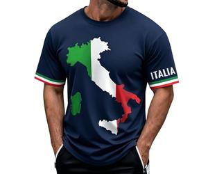 Tobysper Herren Grafik Tshirt Italien Festliches Kurzarmhemd Mit Flaggenprint Geschäftlich Schlank Businessshirt Golf Slim Fit Freizeitshirt Regular