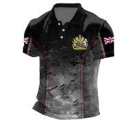 Tobysper Kurzarmhemd Herren Sommer Slim Fit Business Casual T-Shirt Mit Uk Flagge Oversized Farbblock Atmungsaktives Golf Tennis Shirt Mit Knopfleiste Regular Sportshirt Festival Tops