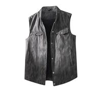 Tobysper Lederweste Herren Pu Leder Biker Weste Motorrad Clubweste Bikerweste Motorradweste Kunstleder Westen