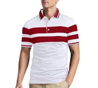 Tobysper Poloshirt Herren Kurzarm Freizeit Polohemd Gestreiftes Patchwork Tops Freizeithemd Mit Knopf Bequeme Sommer Businesshemd V Ausschnitt Kurzarmhemd Basic Golf Sports T-Shirts