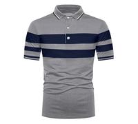 Tobysper Poloshirt Herren Kurzarm Freizeit Polohemd Gestreiftes Patchwork Tops Freizeithemd Mit Knopf Bequeme Sommer Businesshemd V Ausschnitt Kurzarmhemd Basic Golf Sports T-Shirts