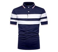 Tobysper Poloshirt Herren Kurzarm Freizeit Polohemd Gestreiftes Patchwork Tops Freizeithemd Mit Knopf Bequeme Sommer Businesshemd V Ausschnitt Kurzarmhemd Basic Golf Sports T-Shirts
