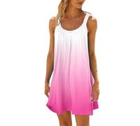 Tobysper Sommerkleid Damen Ärmellos Freizeitkleider Partykleid Abschlusskleid Tunika Kleid Strandkleid Blumenkleid Casual Rundhals Abendkleid Sommer Strand A-Linie Midikleid