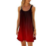 Tobysper Sommerkleid Damen Ärmellos Freizeitkleider Partykleid Abschlusskleid Tunika Kleid Strandkleid Blumenkleid Casual Rundhals Abendkleid Sommer Strand A-Linie Midikleid