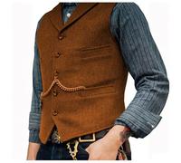 Tobysper Trachtenweste Herren Oktoberfest Trachten Weste Ärmellose Anzugweste Vintage Lodenweste Regular Fit Trachtenjacke Slim Fit V-Ausschnitt Mit Knopf Trachtengilet