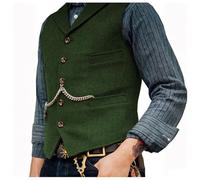 Tobysper Trachtenweste Herren Oktoberfest Trachten Weste Ärmellose Anzugweste Vintage Lodenweste Regular Fit Trachtenjacke Slim Fit V-Ausschnitt Mit Knopf Trachtengilet
