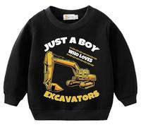 Toddler Boys Sweatshirts Little Kids Just A Boys Who Love Excavator Shirts Pullover Baby Christmas Clothes T-Shirt 2T