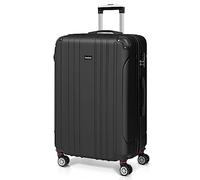 Todeco Großer Koffer Trolley 78cm, Zwillingsrollen Reisekoffer Koffer Trolleys, 4 Rollen Leicht Hartschale aus ABS Aufgabegepäck, 78x51x28cm, 90 Liter, Schwarz