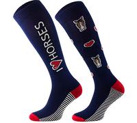 TODO Comodo Reitsocken Bunt mit Motiv STJBW | Baumwolle Reitstrümpfe Reiter Kniestrümpfe für Damen Mädchen Kinder (STJBW 39- I Love Horses, 39-42)